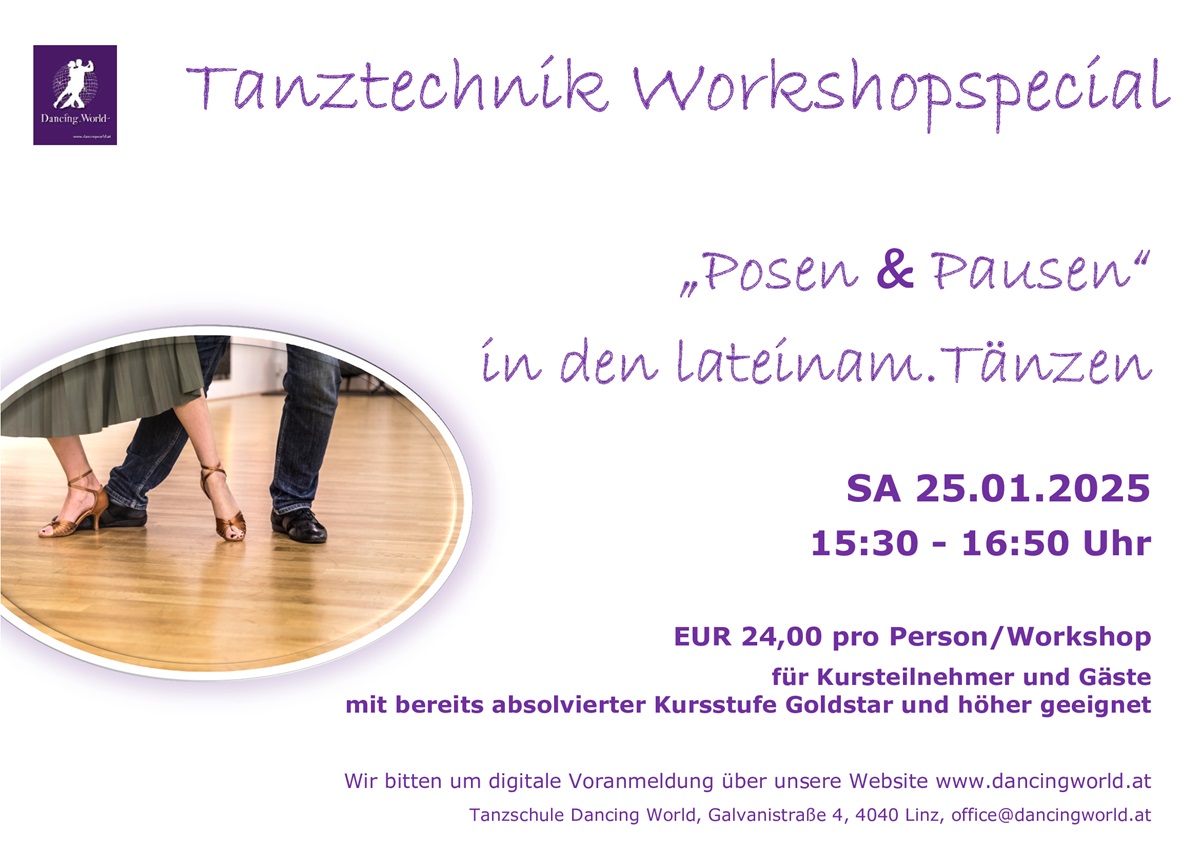 Technikworkshop „Posen & Pausen“ in den Lateinamerikanischen Tänzen