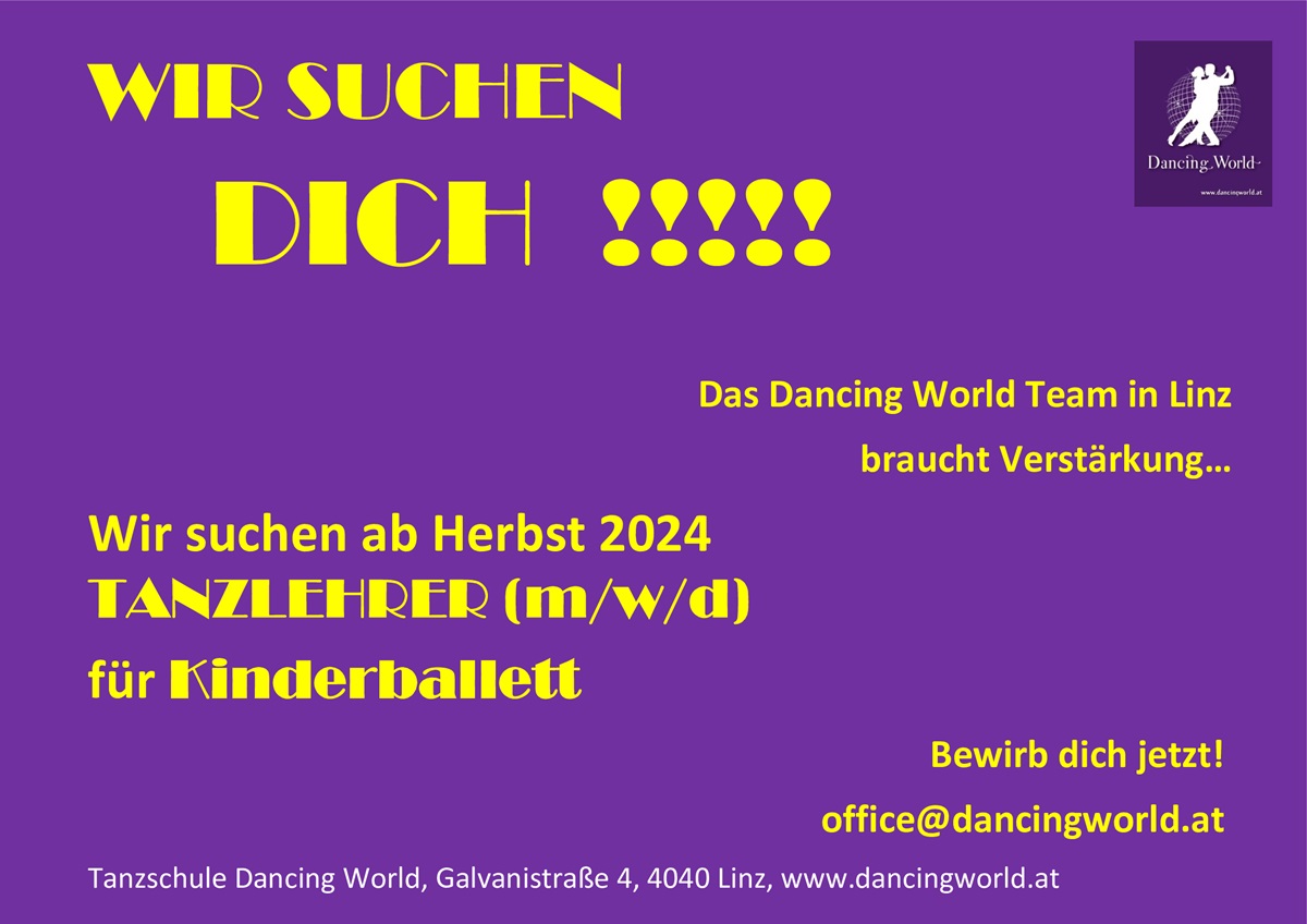 Read more about the article WIR SUCHEN DICH: Tanzlehrer für Kinderballett (m/w/d)